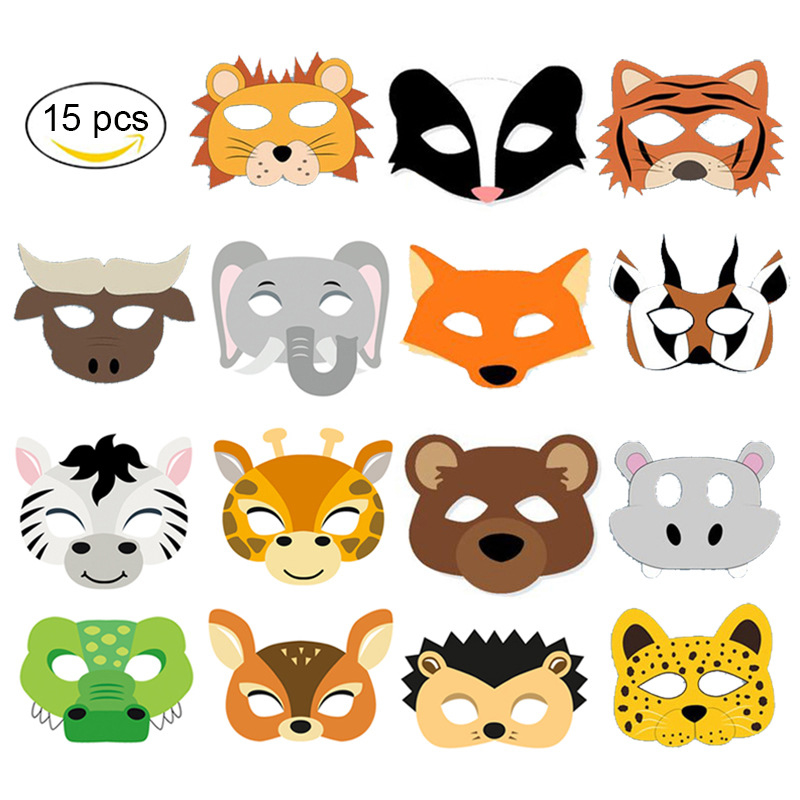 15 قطعة/المجموعة الحيوان أقنعة - مراجعة Zoo Party Games وسعره